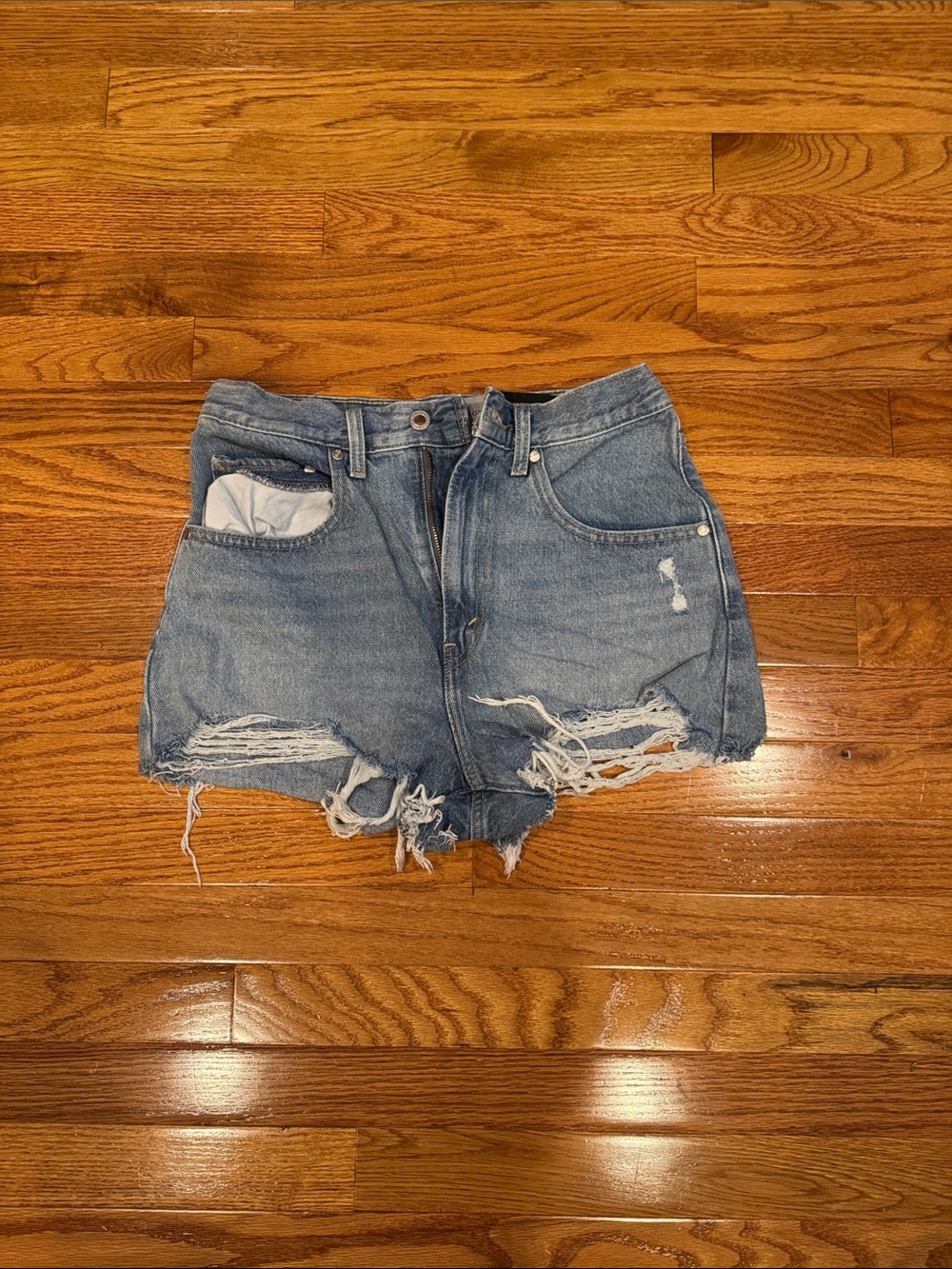 Women's Distressed Denim Cutoff Shorts in Light Blue